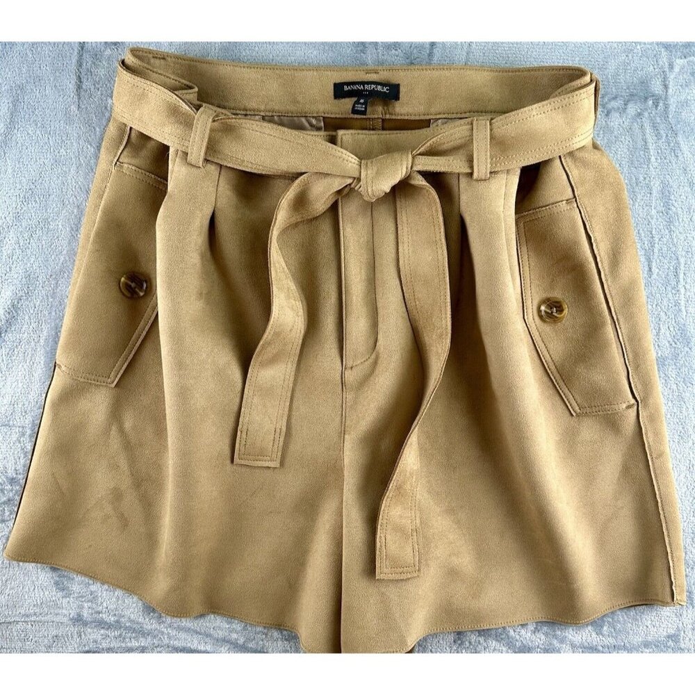 Banana Republic Vegan Suede Shorts Women’s Size 16 Iced Latte High Waist Camel